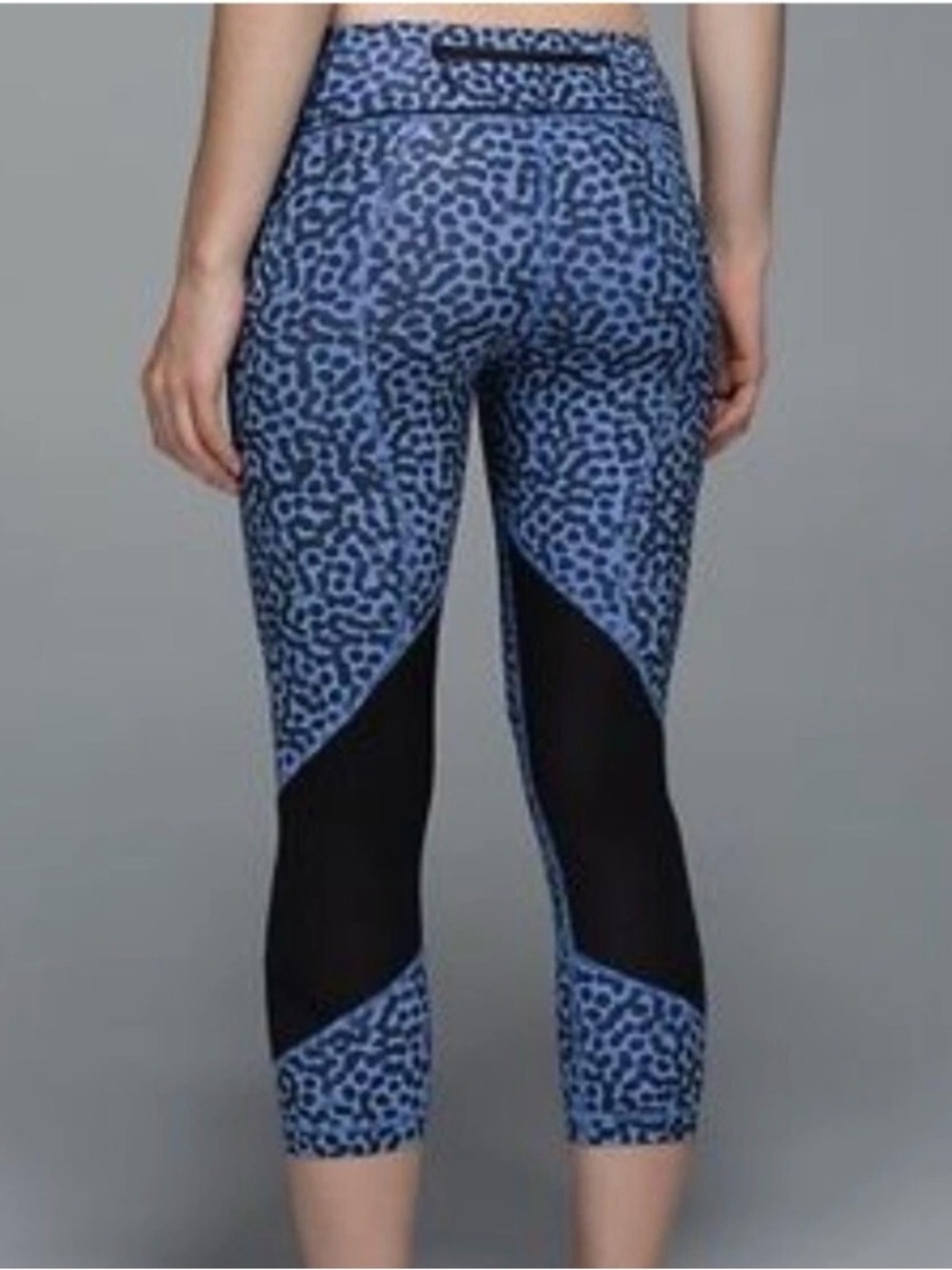 LULULEMON Pace Rival Crop Ace Spot Lullaby Black Running Tights Size 4